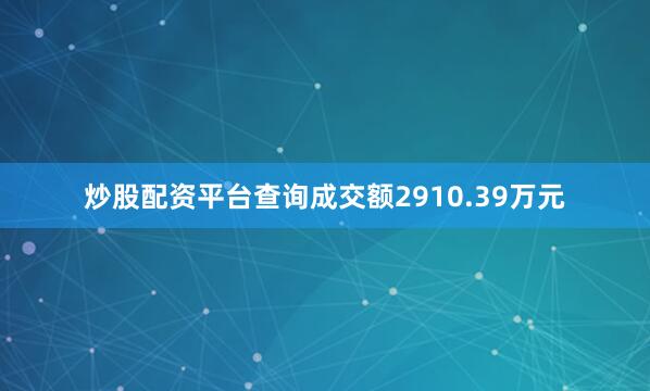 炒股配资平台查询成交额2910.39万元